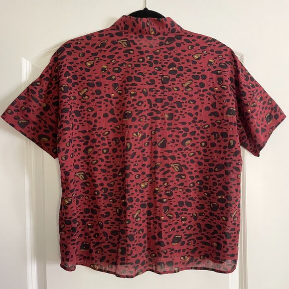 & Other Stories Leopard Blouse Stockholm Atelier Short Sleeve Red Leopard - S/M - Picture 3 of 8